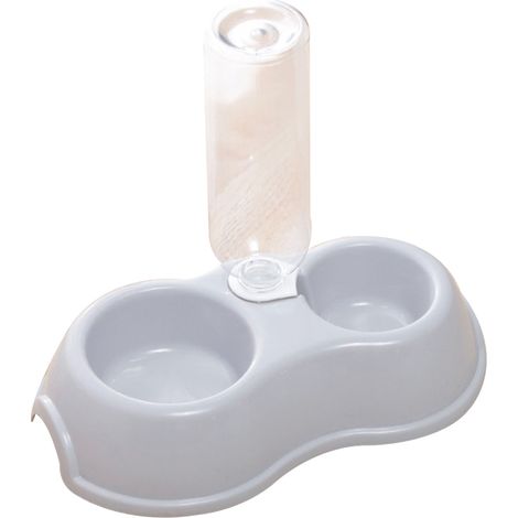 juego de cuenco y bebedero automático, de plástico y acero inoxidable, para perros, gatos y conejos. (1/5)
