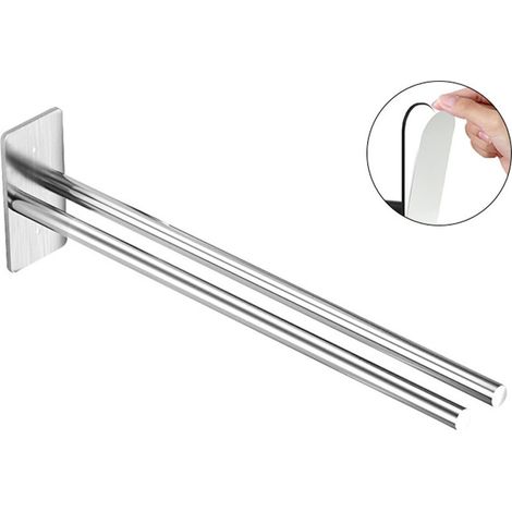 Porte-serviettes mural double bras 39 cm, sans perçage, auto-adhésif. (1/5)