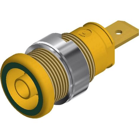 Enchufe banana seguridad SKS Hirschmann SEB 2620 verde amarillo