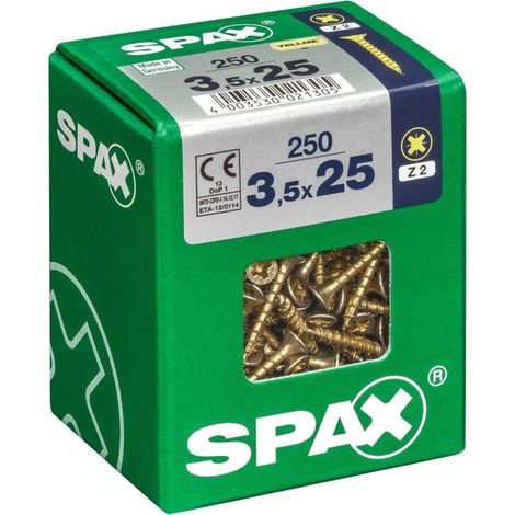 Set di 250 viti in acciaio a testa svasata pozidriv SPAX, Diam.3,5 mm x L.25 mm SPAX (1/5)