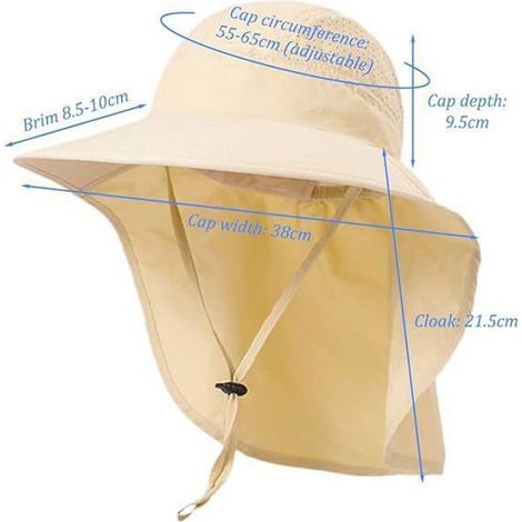 1 Chapeau de soleil unisexe, bord large 11 cm, UPF 50+, couverture nuque, pour randonnée plage jardinage (1/5)