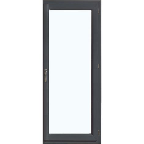 Porte-fenêtre PVC 2150x800mm gris anthracite – ouvrant à la française tirant gauche – dormant monobloc 120mm – Isolation thermique et acoustique