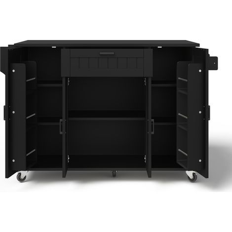 Isola cucina pieghevole su ruote MDF nero 120 x 45(70) x 95 cm MODENUIT