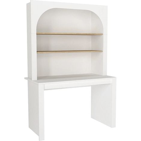Scrivania con libreria 2 ripiani Bianco e naturale - CYMORA (1/5)