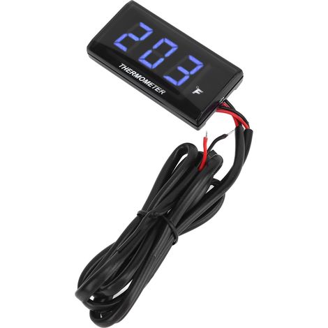 Jauge de température d'eau numérique ultra-mince pour moto, alimentation 12 V CC, écran LCD, adaptateur pour capteur 18 mm, compatible avec la plupart des motos (bleue). (1/5)