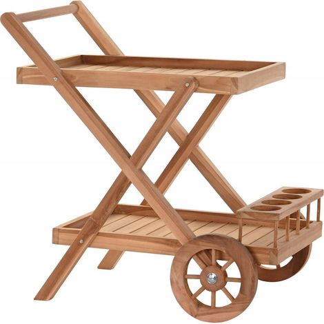Meuble extérieur desserte en teck élégante pour jardin - Marron naturel teck (1/5)