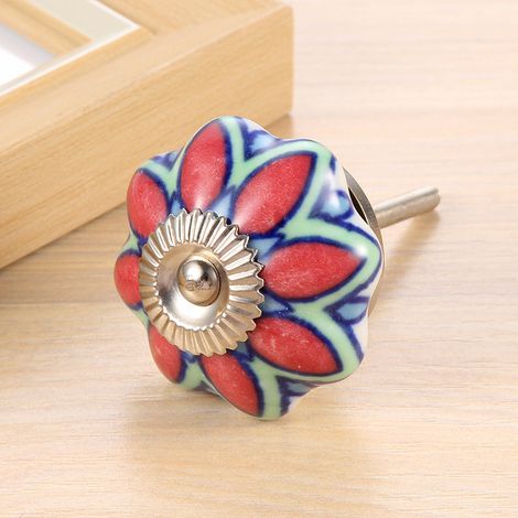 poignée de meuble en céramique style européen et américain design floral coloré pour tiroir et porte ronde lot de 2 (1/2)
