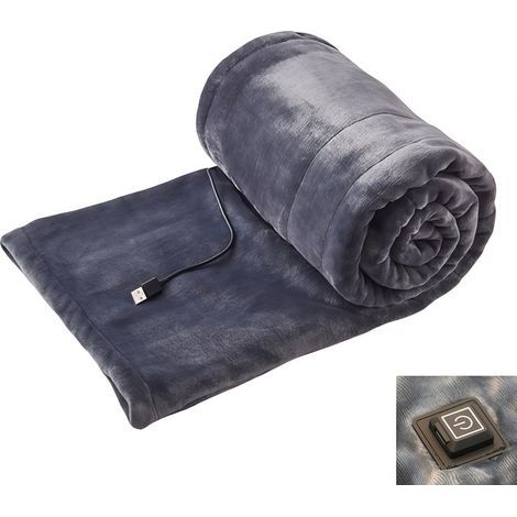 Couverture chauffante style écharpe, alimentée par USB, conception sans fil, lavable en machine, contrôle de température à 3 niveaux, couverture électrique grise - 80 x 180 cm (1/5)