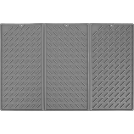 Set de 3 tapis de séchage pliables en silicone gris, imperméable, à séchage rapide, réutilisable pour cuisine et salle de bain (1/5)