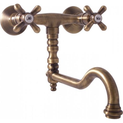 Mélangeur évier MORAVA RETRO pivotant en laiton bronze (1/4)