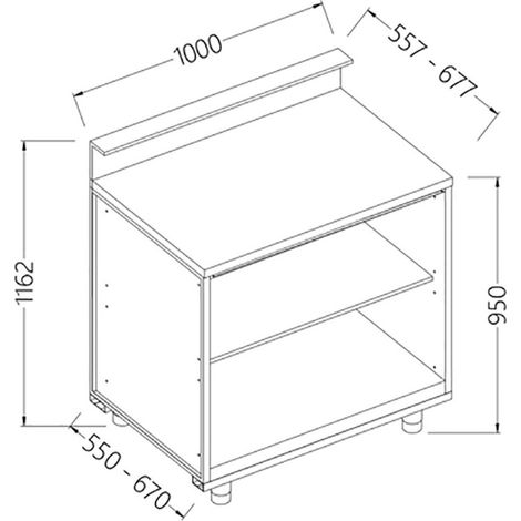 Comptoir de bar neutre 1000 x 550 x 1162mm - Diamond