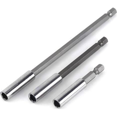 Extensions Magnétiques Porte-Embouts - 75 mm - 100 mm - 150 mm - Tige Hexagonale 1/4 Pouces - Pour Visseuses Sans Fil - Lot de 3 (1/4)