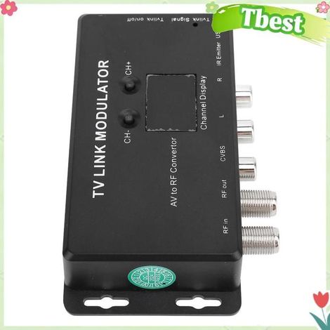 Tbest Modulateur de liaison TV Modulateur TV Link, Convertisseur AV vers RF, Extension IR avec Fréquence Réglable de son video (1/5)