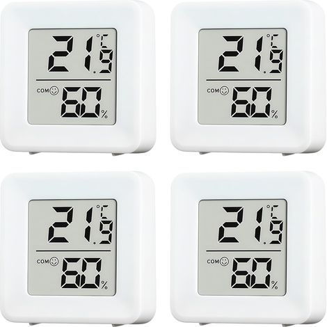 4 Pièces Thermomètre Hygromètre Intérieur Mini Thermometre Digital de Haute Précision Moniteur Interieur -10°C à 70°C Humidité Température Pour Chambre de Bébé Salon Serre Bureau Vestiaire Entrepôt (1/5)
