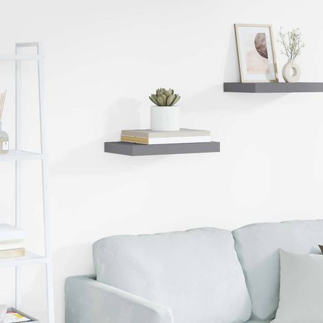 vidaXL Floating Wall Shelf Grey 40x23.5x3.8 cm MDF (1/5)