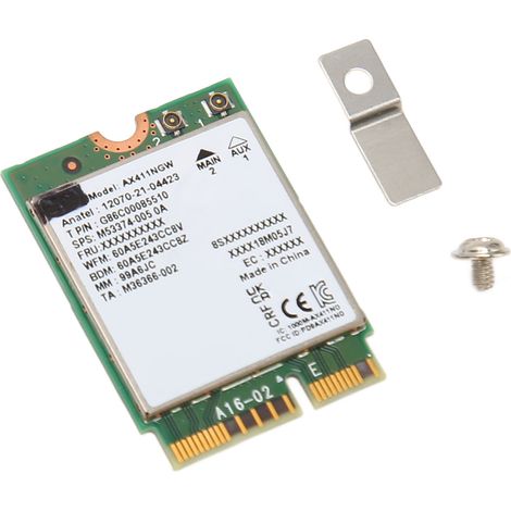 Carte WiFi 6E AX411NGW 5374Mbps, Triple Bande 2.4G/5G/6G, Bluetooth 5.3, M.2 NGFF pour PC Portable Windows 10/11 (1/5)