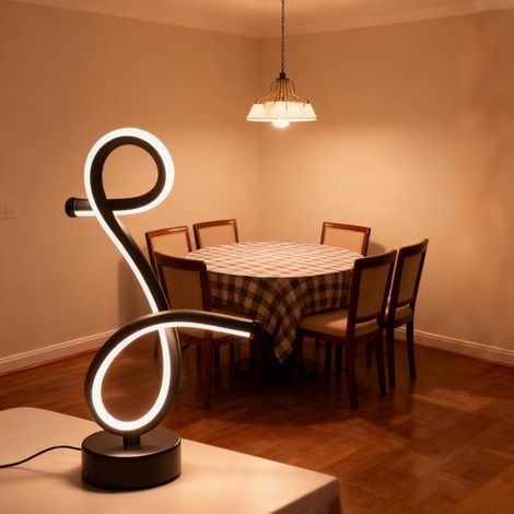Esclusiva lampada da tavolo a spirale a LED dimmerabile con 3 livelli di colore, ideale per camera da letto, soggiorno, ufficio e libreria. (1/4)