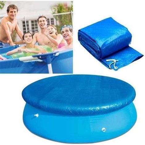 Schwimmbadabdeckungen mit 305 cm Durchmesser, runde Pool-Schutzabdeckung mit Seilbindern, langlebige staubdichte und winddichte Plane für runde oberirdische Pools