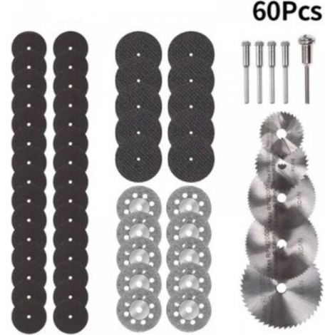 60 Pcs Mini Disque Diamant à Tronçonner Mini Lame de Scie Circulaire HSS Mini Disque de Coupe pour Bois Verre Plastique Métal Pierre (1/5)