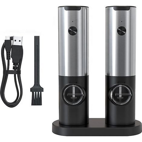 Elektrisches Salz- und Pfeffermühlen-Set mit USB-Akku – Keine Batterie erforderlich – Einhandbedienung – Weißes Licht – Automatische Mahlgradeinstellung