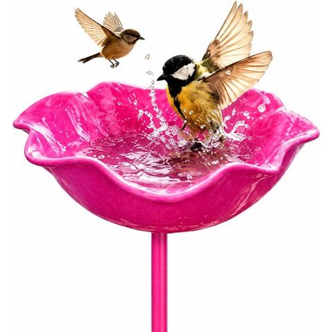 Vaschetta per uccelli 14 x 14 x 60 cm Materiale in lega di alta qualità Elegante forma a fiore Decorazione da giardino Accessorio per animali domestici Arancione (1/5)