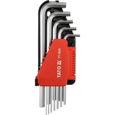 YATO, modelo YT-5835, Juego de llaves hexagonales Allen Imperial, 12 piezas, ideal para trabajos de precisión y mecánica, alta resistencia, herramienta profesional