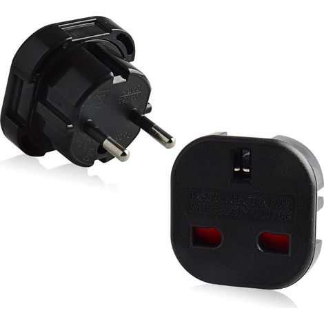 QAZQA 2X Adaptateur Prise UK/Royaume Uni/UK 3 Broches vers Les Prises Françaises/Européennes/France/Europe 2 Broches Adaptateur de Voyage (Paquet de 2) (1/5)