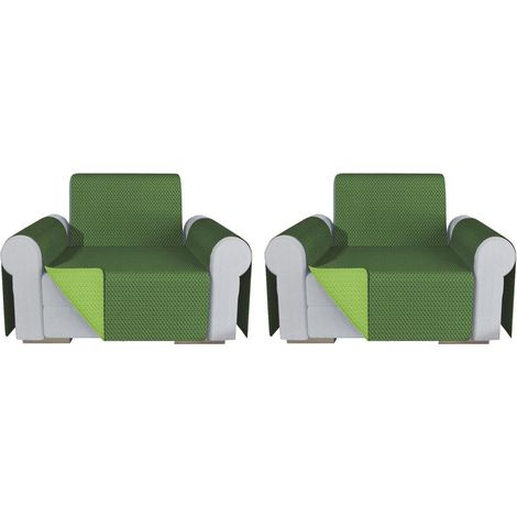 Lot De 2 Housses De Fauteuil Double Face Universel Doux Élégante - Vert