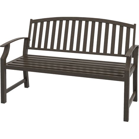TwoSeater Simple Metal Bench Brown (1/5)