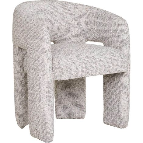 MARYLIN - Fauteuil design assise et pieds en tissu blanc chiné gris (1/5)