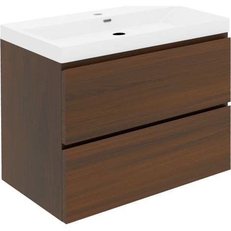 Meuble de salle de bains suspendu avec vasque - SAT - B - Way - 59x50x45 - noyer