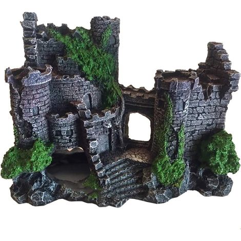 Château Décor Aquarium - En Résine Durable - Pour Aquarium Eau Douce Et Eau Salée - Dimensions 20 x 14 x 8 cm - 1 Pièce (1/5)