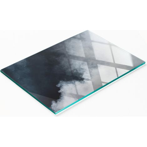 Tagliere da cucina decorativo multifunzionale in vetro, bianco fumé, 80x52 cm (1/5)