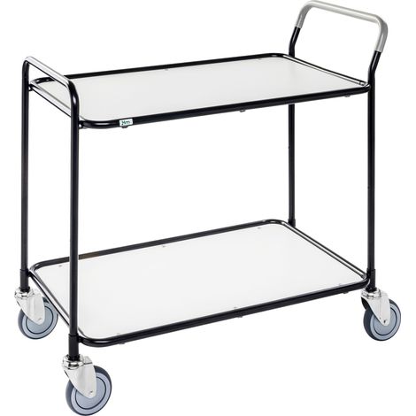 Kongamek Tischwagen aus lackiertem Stahlrohr 850x508mm Ladefläche in weiss mit 2 Etagen (1/2)