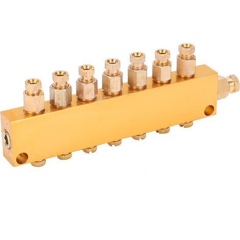 Distributeur d'huile réglable en laiton, séparateur de piston, vanne de distribution, système de lubrification 1 entrée 7 sorties (1/5)