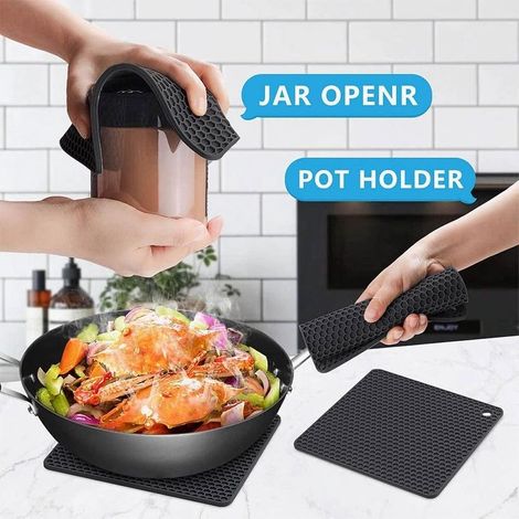 Silikon-Topflappen (4er-Set) – Vielseitig – Hitzebeständig bis 240 °C – Hochwertige Silikon-Topflappen für Töpfe und Pfannen (1/4)