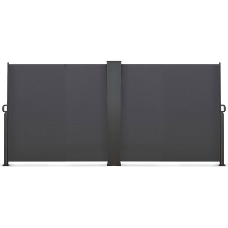 Idmarket – Paravent rétractable double 160 x 800 cm – Toile polyester 180 gr/m² – Revêtement déperlant et anti-UV – Structure acier avec enrouleur automatique (1/5)