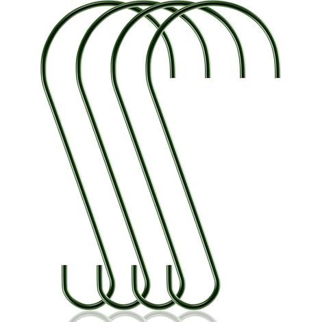 Lot de 4 - Crochet en S - Suspension Métal - Pour Plantes et Lanternes - Usage Intérieur et Extérieur - Vert - 30x13cm (1/5)