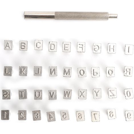 37 Pièces Poinçons Alphabet Acier Allié Chiffres DIY Outil Cuir pour Sacs Faits Main (1/5)