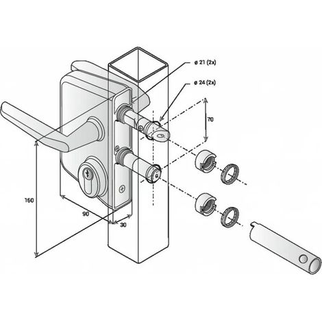 Serrure de grille Locinox - Pour profil de 40 à 60 mm - Vert ral 6005