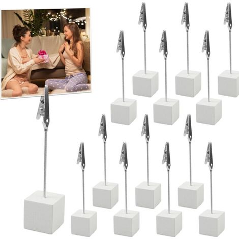 20 Pièces Porte Photo Pince, Porte Photo, Porte Photo Sur Pied, Support Photo Table, avec Pince Crocodile et Base en Bois pour la Décoration de Bureau Mariage Fête Maison(10.5 × 2.5 × 2.5 cm)