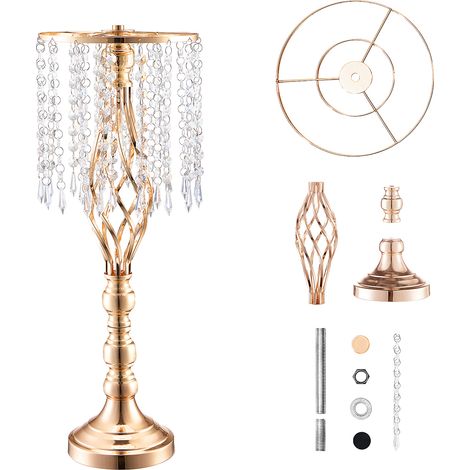 Mophorn Blumenständer aus Kristallglas für Hochzeiten, 55 cm hoch, goldene Metallvase als Dekoration, 10 Stück