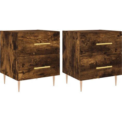 Maison Exclusive - Comodini 2 pz Rovere Fumo 40x35x47,5 cm in Legno Multistrato