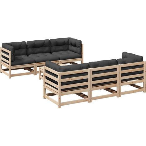 Maison Exclusive - Set de sofás jardín 7 pzas con cojines madera (1/5)