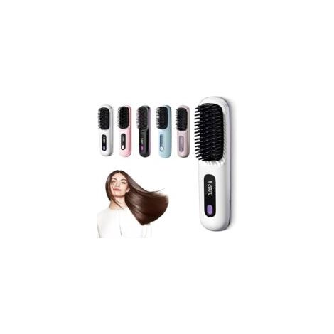 Brosse Lisseuse Sans Fil 2025, Portable et Rechargeable, Design Durable et Respectueux des Cheveux, Idéale pour les Voyages et l'Utilisation Quotidienne (Blanc) (1/5)