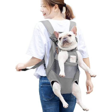 Hunderucksack – Haustiertragetasche für kleine und mittelgroße Hunde, freihändige Reisetasche für Katzen (Grau)