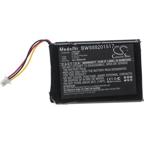 vhbw Battery Replacement for Garmin 361-00056-08 for GPS Navigation System Sat Nav (750mAh, 4.2V, Li-Ion) (1/3)
