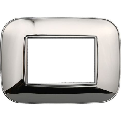 Plaque compatibles Bticino Axolute 3 modules plastique couleur chrome poli Orbis série Moon Ettroit AN91313
