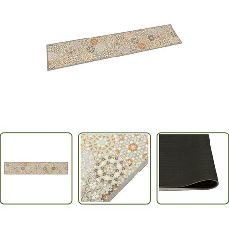 Waschbarer Teppich - Küchenteppich Waschbar Hexagon Pastell 60x300 cm Samt (1/5)