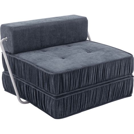 Canapé convertible pliant gris foncé en tissu Chenille avec coussin amovible pour salon et chambre d'appoint (1/5)